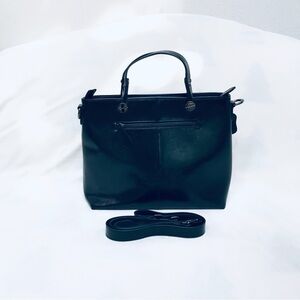 🔥 Black Top Handle Faux Leather Tote Bag With Removable Strap 🔥